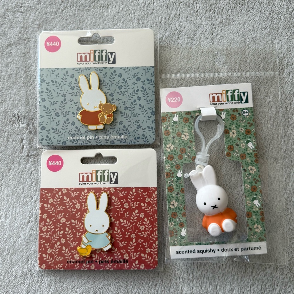 Miffy Enamel Pin and Keychain Squishy Set